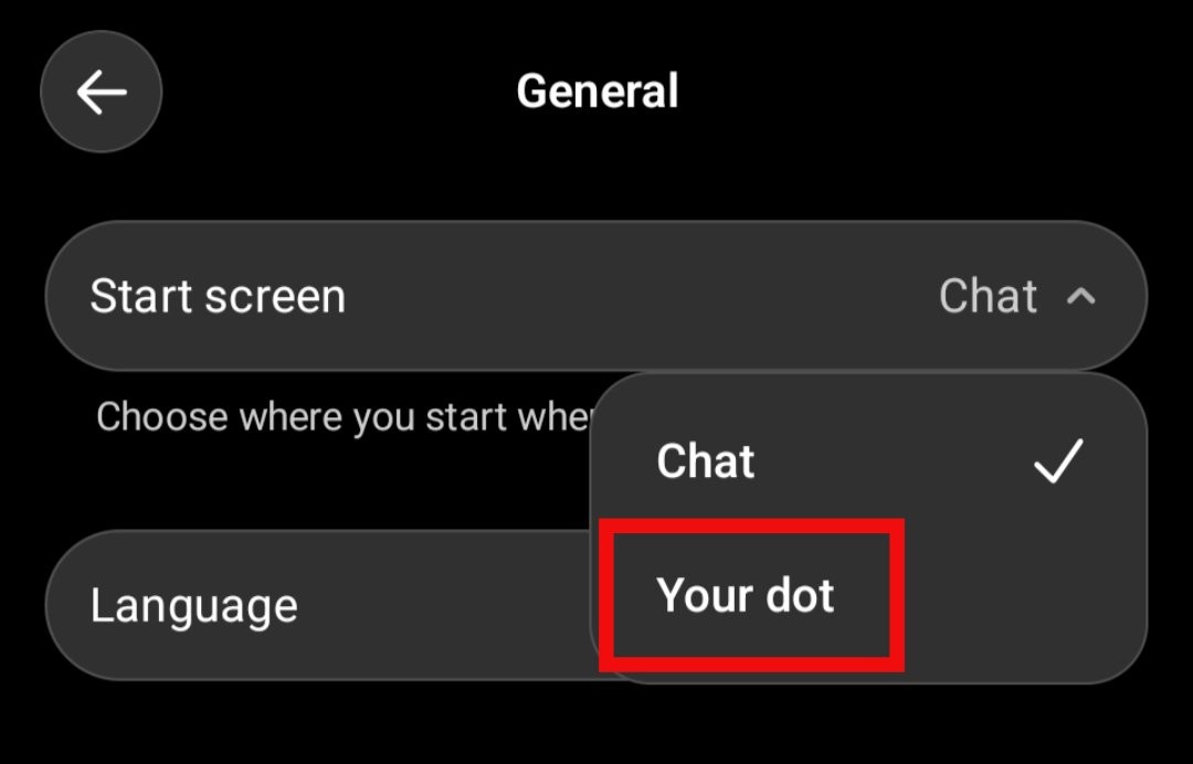 Screenshot: App opening screen: make ChatGPT launch straight to your Dot