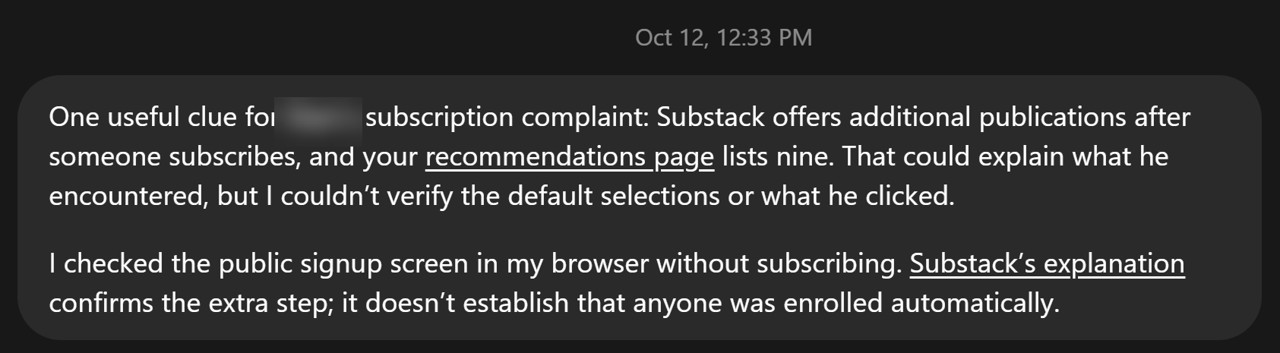 Screenshot: A bug report you cannot reproduce: the error recreated before you reply