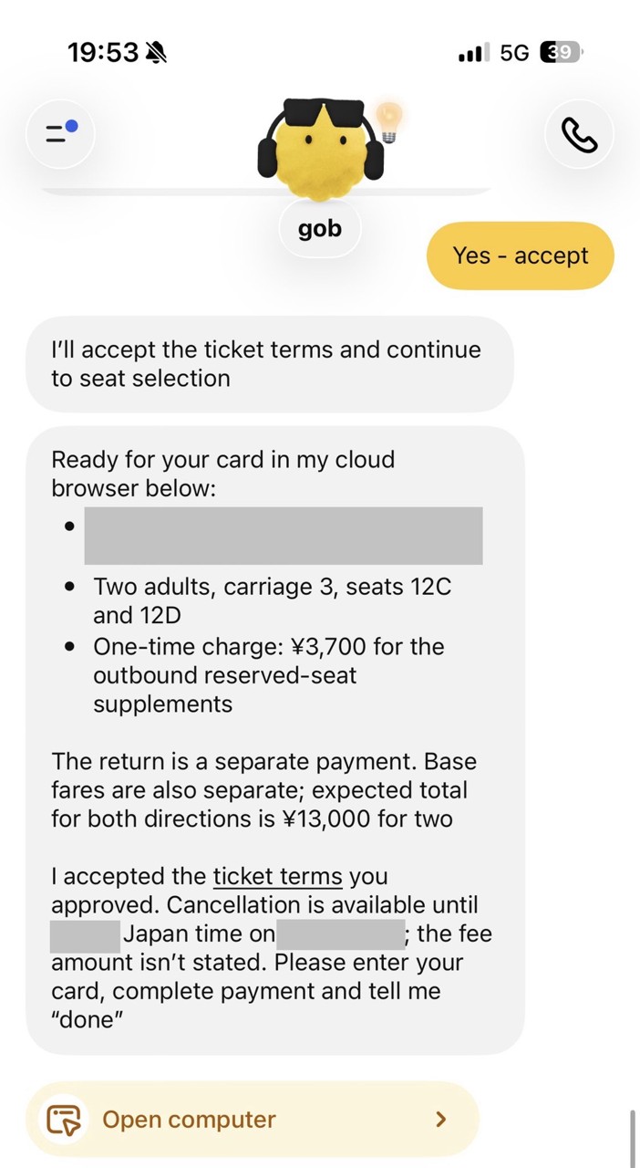 Screenshot: Fiddly multi-leg rail bookings: a whole Japan trip ticketed