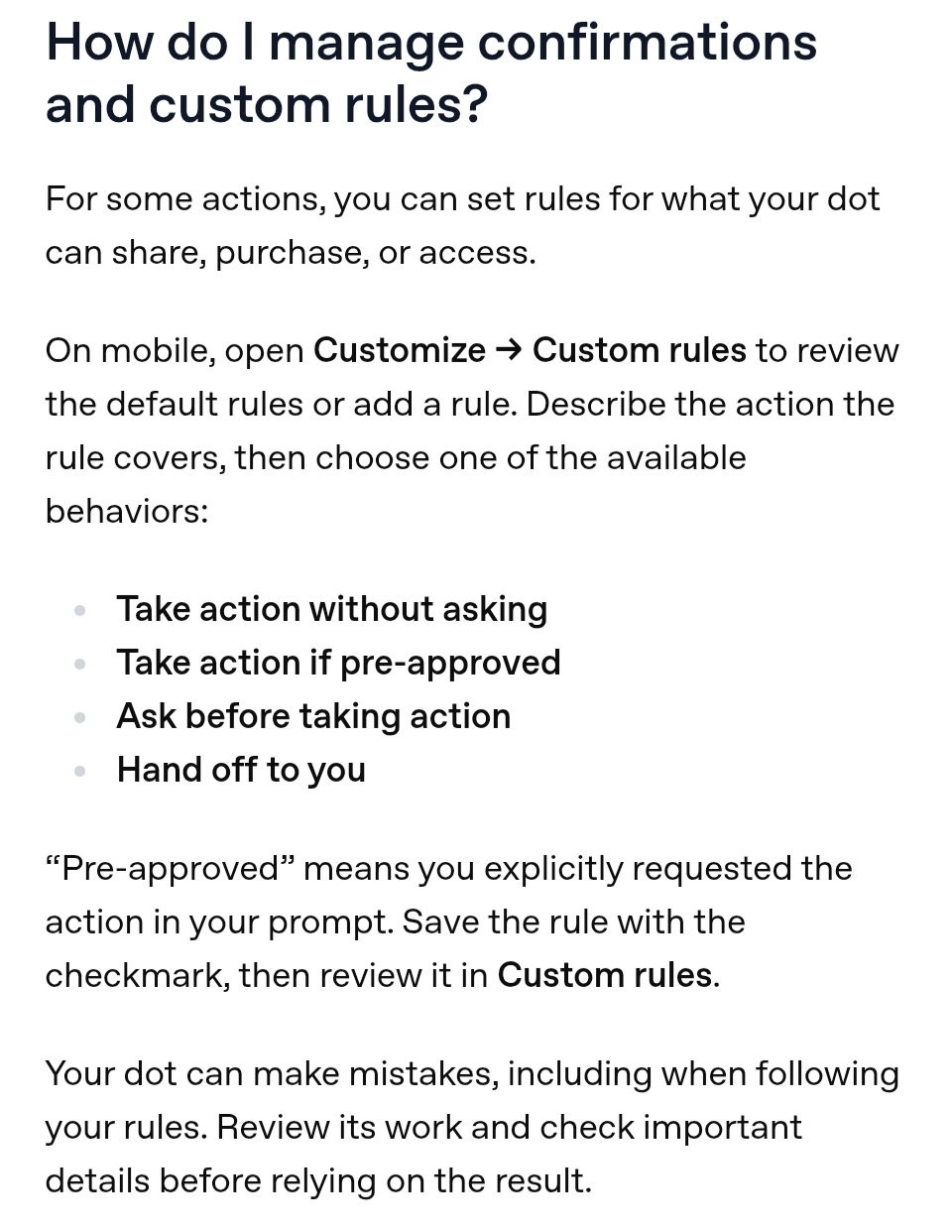 Screenshot: Repetitive prompts: set rules to skip them