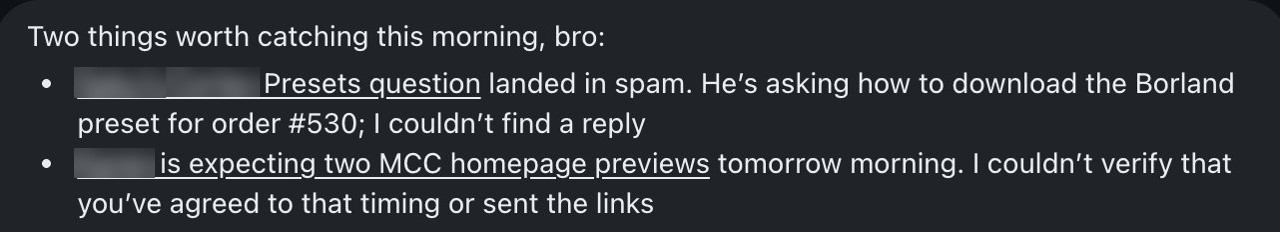 Screenshot: A customer email stuck in spam: rescued before it became a chargeback
